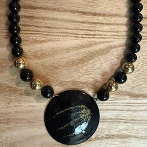 Vintage 80s 90s Black and Gold Necklace